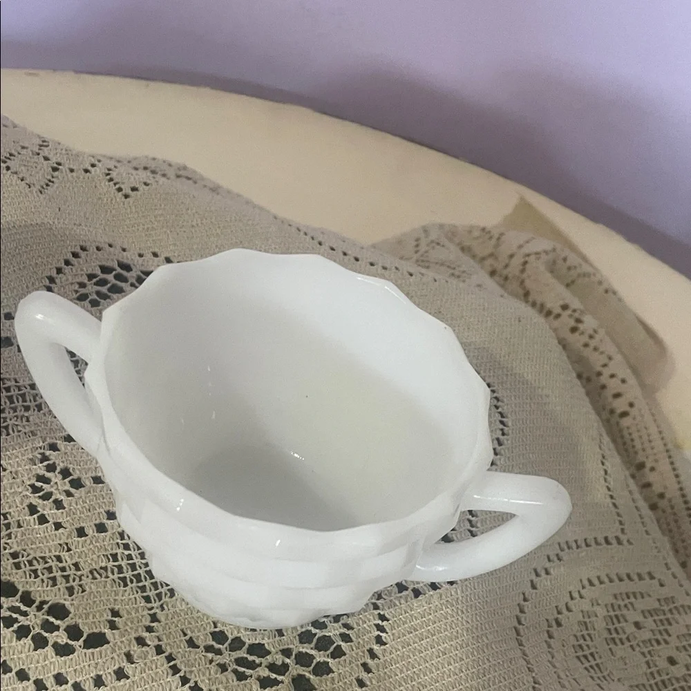 White Milk Glass Creamer and Sugar Set - Classic Home Dining